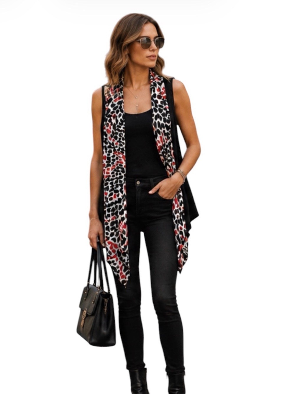 Chico Leopard Print Faux Leather Vest